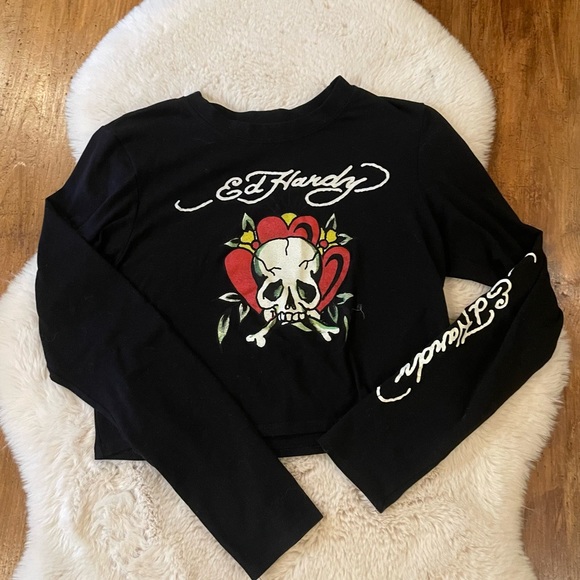 Ed Hardy Tops - Ed hardy cropped long sleeve